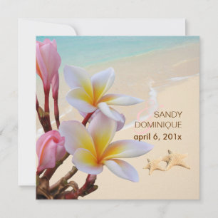 PixDezines Rosa Plumeria + Beach + stjärnfisk Inbjudningar