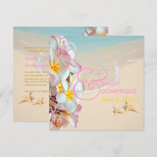 PixDezines Rosa Plumeria+Beach/Swirls/Tropical Inbjudningar
