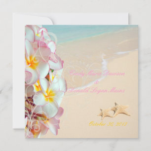PixDezines ROSA PLUMERIA+STJÄRNFISKE+VIRVLAR+STRAN Inbjudningar