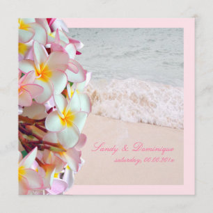 PixDezines rosa plumeria/strand/dyy-bakgrund Inbjudningar