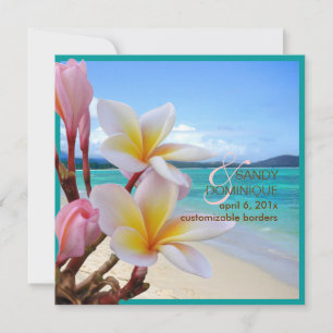 PixDezines Rosa Plumeria + Strand Inbjudningar