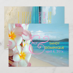 PixDezines Rosa Plumeria/Strand/tropiska bröllop Inbjudningar