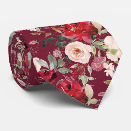 PixDezines Rosa röda akvarellblommor DIY färg Slips