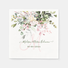 PixDezines Rosa Rosa Eukalyptus Monogram Pappersservett