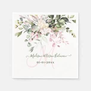 PixDezines Rosa Rosa Eukalyptus Monogram Pappersservett