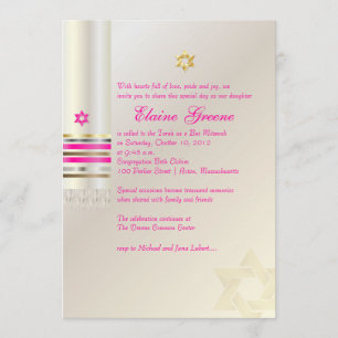 PixDezines rosa Tallit/Bat Mitzvah Inbjudningar
