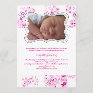 PixDezines rosa toile/birkelannonsering/dusch Inbjudningar