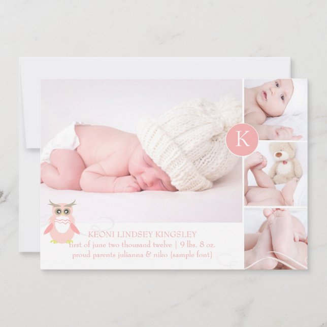 PixDezines rosa uggla/Diy accent färg Meddelande (Framsida)