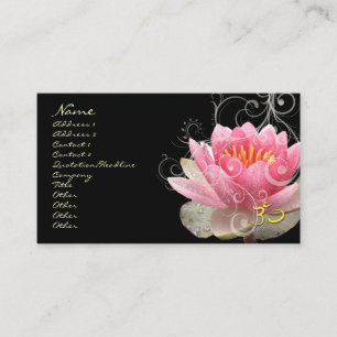 PixDezines rosa vatten lily + pearly swirds Visitkort