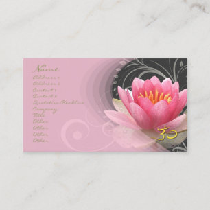 PixDezines rosa vatten lily + pearly swirds Visitkort