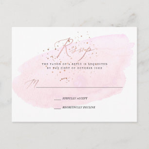 PixDezines Rosa Vattenfärg Kalligrafi RSVP Inbjudan Vykort