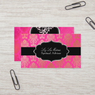 PixDezines Rosa Victorian Damask/DIY färg Visitkort