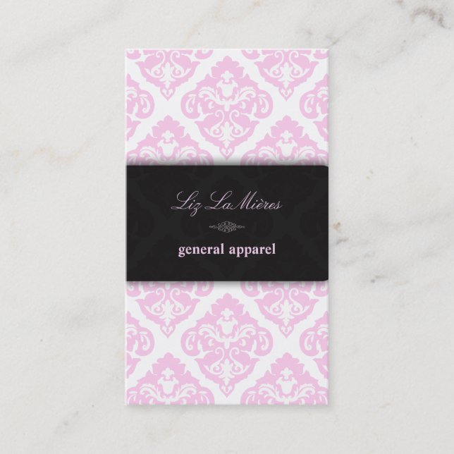 PixDezines Rosa+Vit Olivia Damask/diy bakgrund Visitkort (Framsida)