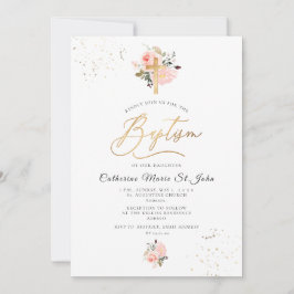 PixDezines  Rosa Watercolor Ro Baptism Inbjudningar