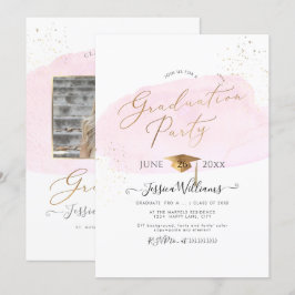 PixDezines Rosa Watercolor Swatch Studentfest Inbjudningar
