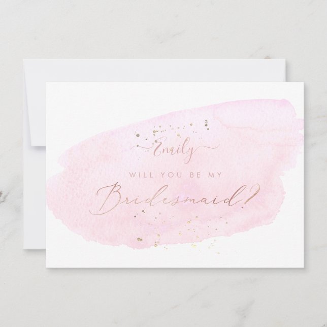 PixDezines Rosa Watercolor Vill Du .. Brudtjänstef Inbjudningar (Framsida)