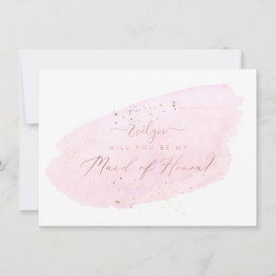 PixDezines Rosa Watercolor Will Maid of honor Inbjudningar