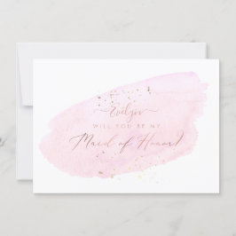 PixDezines Rosa Watercolor Will Maid of honor Inbjudningar
