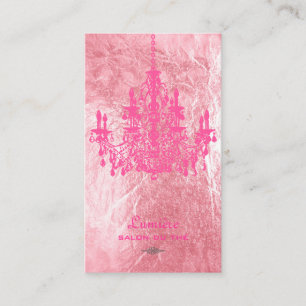PixDezines Rosa+White Chandelier/faux foil Visitkort