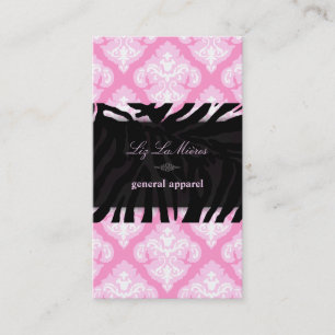 PixDezines Rosa+White Olivia Damask/dyy-bakgrund Visitkort
