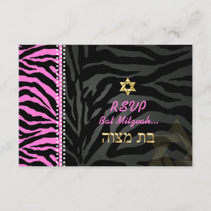 PixDezines Rosa Zebra Bat mitzvah OSA/ DIY färg OSA Kort