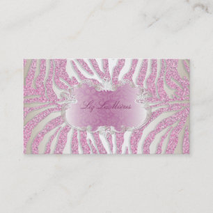 PixDezines rosa zebra/champagne Visitkort