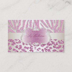 PixDezines rosa zebra/leopard/champagne Visitkort