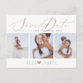 PixDezines Rose Gold Elegant Kalligrafi Spara Datu Vykort