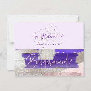 PixDezines Rose Guld+Lila Will You .. Brudtärna Inbjudningar