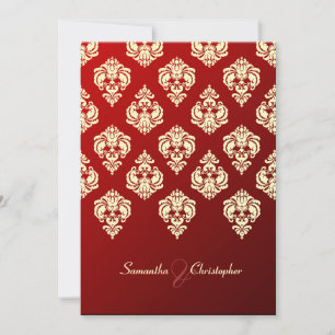 PixDezines Rossellini Damask, Elfenben + Röd Samme Inbjudningar
