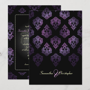 PixDezines Rossellini Damask, Lavender/Black Inbjudningar