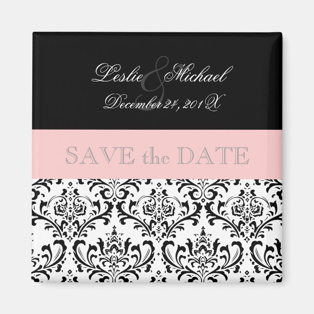 PixDezines Rossi Damask, Black+White Magnet (Framsidan)