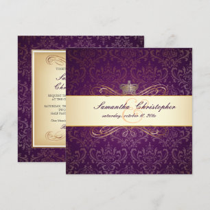 PixDezines Rossi Damask, Champagne+plum Inbjudningar