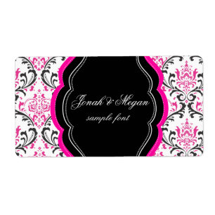 PixDezines Rossi Damask/DIY/black+shock rosa Fraktsedel