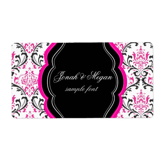 PixDezines Rossi Damask/DIY/black+shock rosa Fraktsedel (Framsidan)