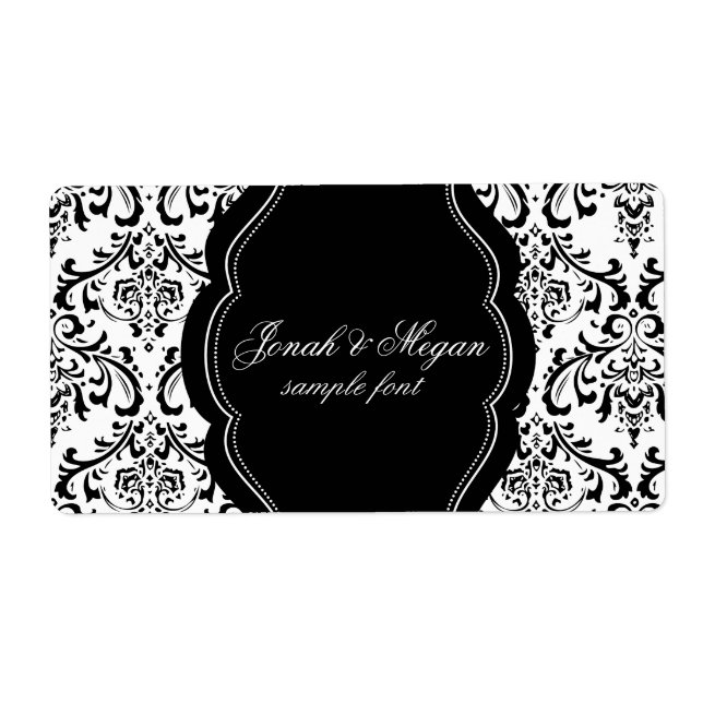 PixDezines Rossi Damask/DIY/black+white Fraktsedel (Framsidan)