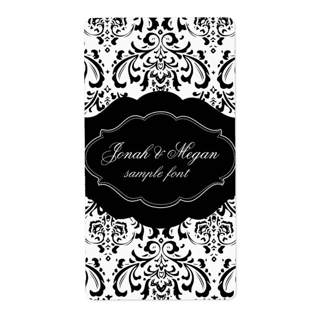 PixDezines Rossi Damask/DIY/black+white Fraktsedel (Framsidan)