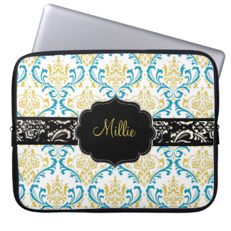 PixDezines Rossi Damask/DIY monogram+färg! Laptop Sleeve