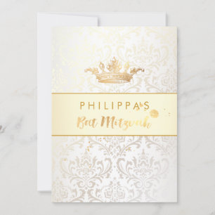PixDezines Rossi Damask/Faux Guld Krona Inbjudningar