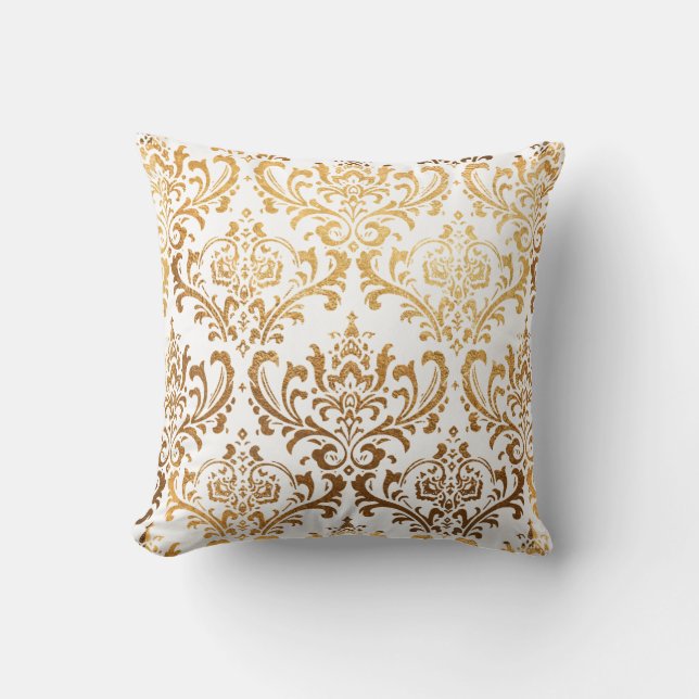 PixDezines Rossi Damask/Faux Guld Kudde (Framsida)
