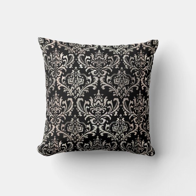 PixDezines Rossi Damask/Faux Silver Kudde (Framsida)