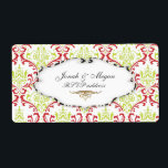 PixDezines Rossi Damask | Jristmas Fraktsedel<br><div class="desc">PixDezines red grönt Rossi Damask,  bröllopsetiketter med anpassadets bakgrund. Om du vill ha en ny skuggning klickar du >> på "anpassa" och går sedan till "redigera" där och väljer "bakgrund". Du ser ett diagram.com™ och PixDezines™ på zazzle.com</div>