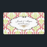 PixDezines Rossi Damask | Jristmas Fraktsedel<br><div class="desc">PixDezines red grönt Rossi Damask,  bröllopsetiketter med anpassadets bakgrund. Om du vill ha en ny skuggning klickar du >> på "anpassa" och går sedan till "redigera" där och väljer "bakgrund". Du ser ett diagram.com™ och PixDezines™ på zazzle.com</div>
