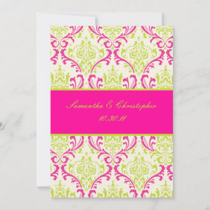 PixDezines Rossi, Damask / Lime+Fuschia Inbjudningar