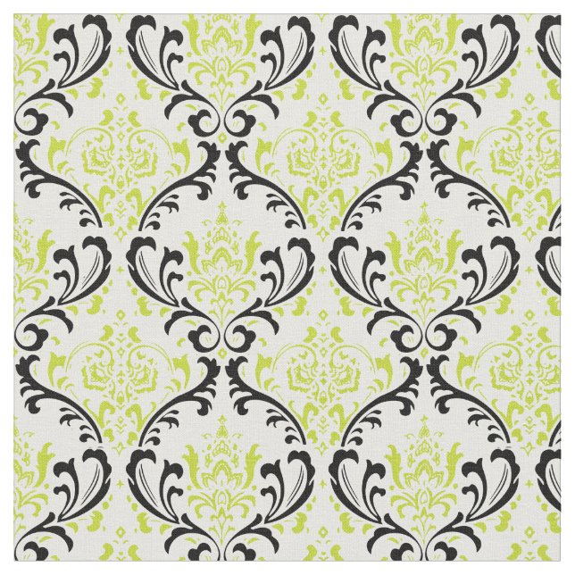 PixDezines Rossi Damask/Matcha Grön/Svart Tyg (Närbild)