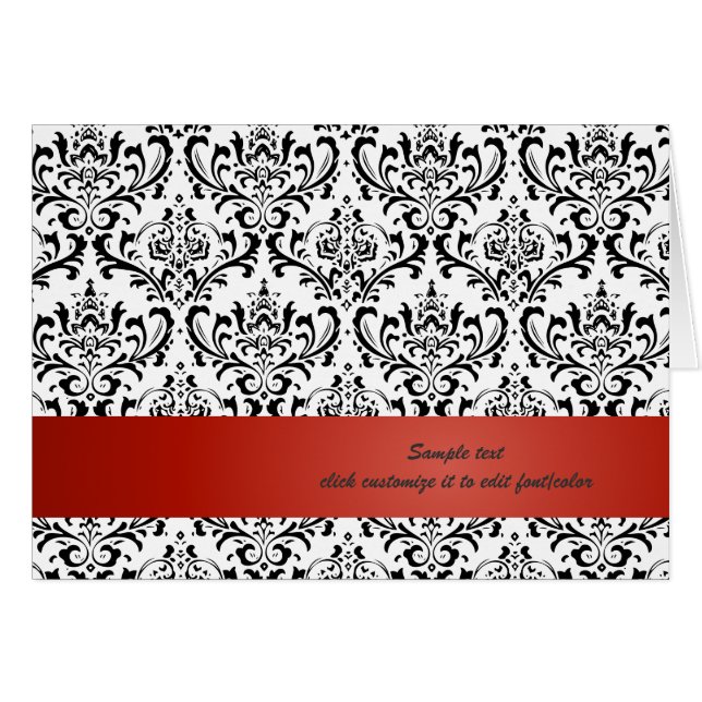 PixDezines Rossi Damask, Red/DIY-bakgrund färg OBS Kort (Framsidan Horizontal)