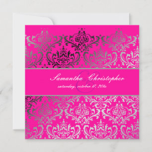 PixDezines Rossi Damask, Shock rosa Inbjudningar