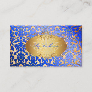 PixDezines, royal blue flora damask/faux parchment Visitkort