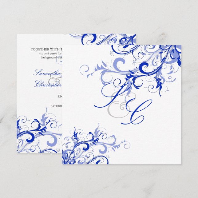 PixDezines, Royal Blue Swirls/DIY Background Inbjudningar (Fram/baksida)