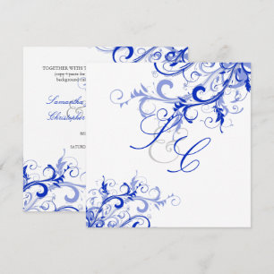 PixDezines, Royal Blue Swirls/DIY Background Inbjudningar